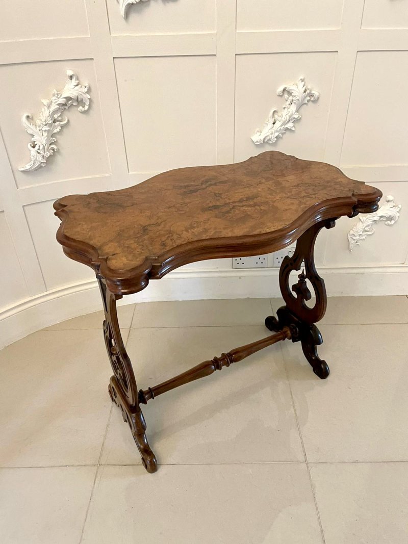 Antique Victorian Quality Burr Walnut Shaped Centre Table - Image 4